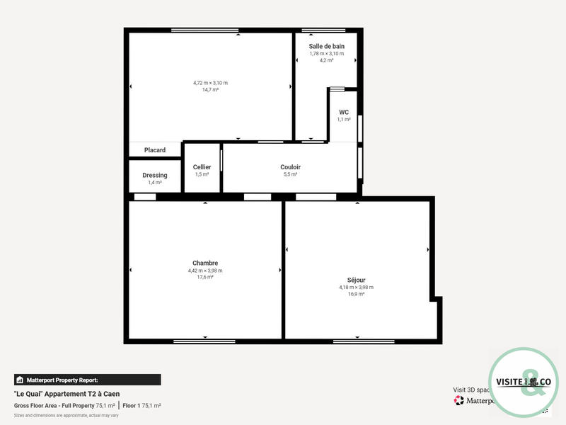 Appartement - 62 m² - 2 pièces