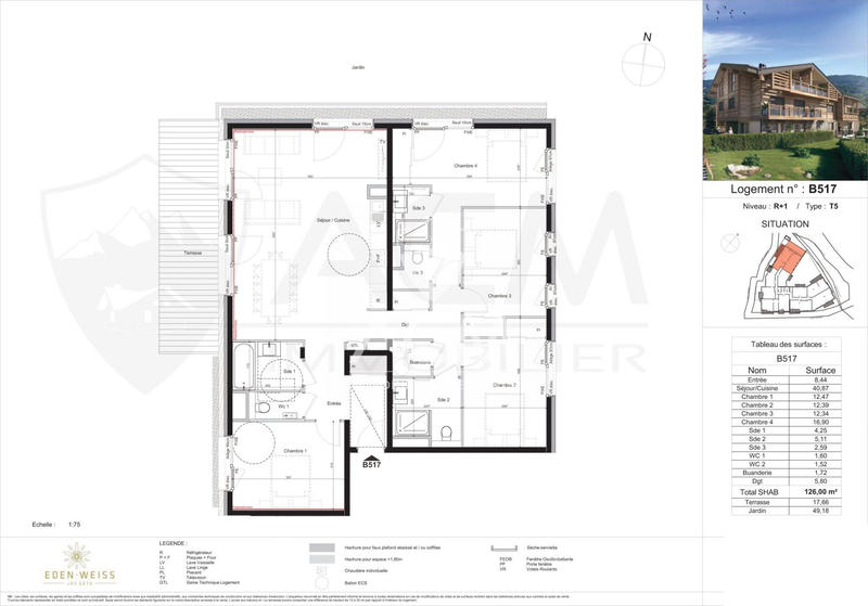 Appartement - 126 m² - 5 pièces