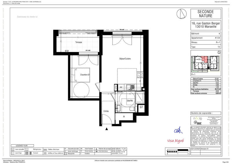 Appartement - 43 m² - 2 pièces