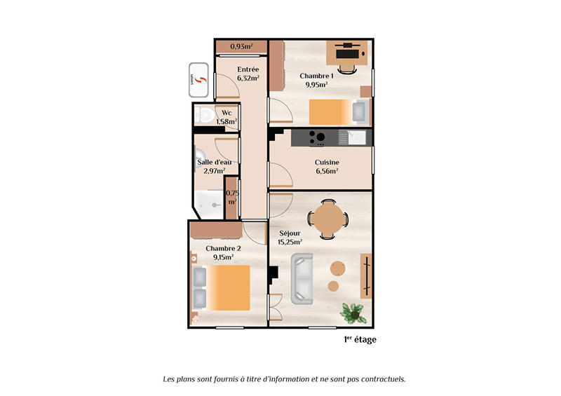 Appartement - 53 m² - 3 pièces