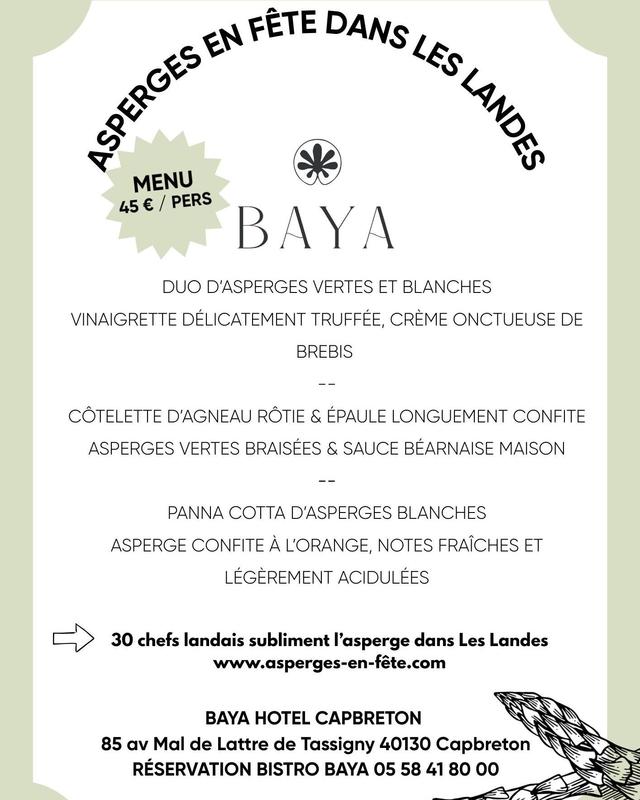 Menu Fête de l'Asperge au Bistro'Baya