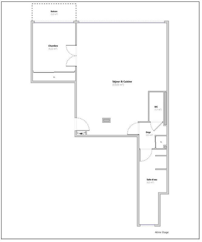 Appartement - 52 m² - 2 pièces