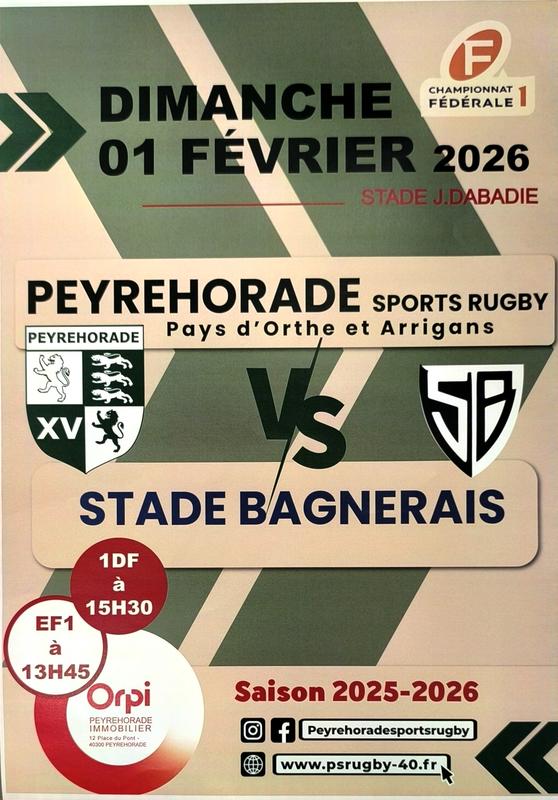 Fédérale  - Peyrehorade  Sports Rugby  Peyrehorade Vs  Stade Bagnerais