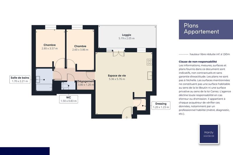 Appartement - 62 m² - 3 pièces