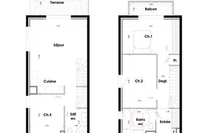 Maison - 80 m² - 4 pièces