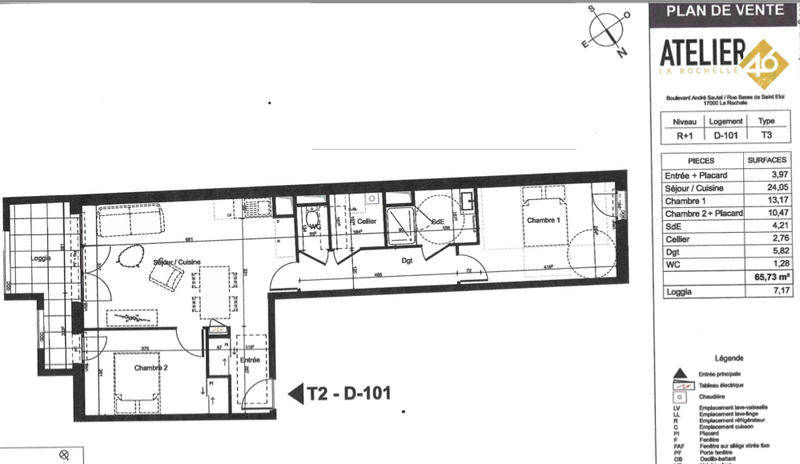 Appartement - 65 m² - 3 pièces