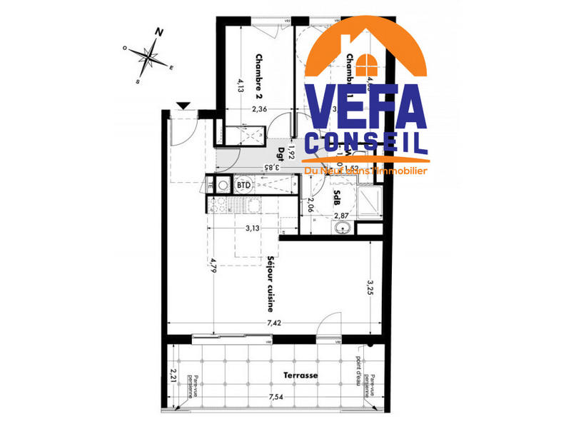 Appartement - 69 m² - 3 pièces