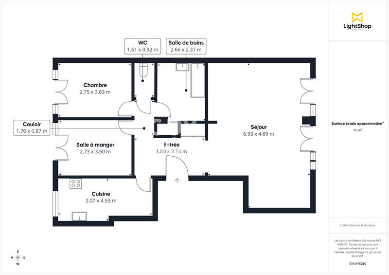 Appartement - 76 m² - 3 pièces