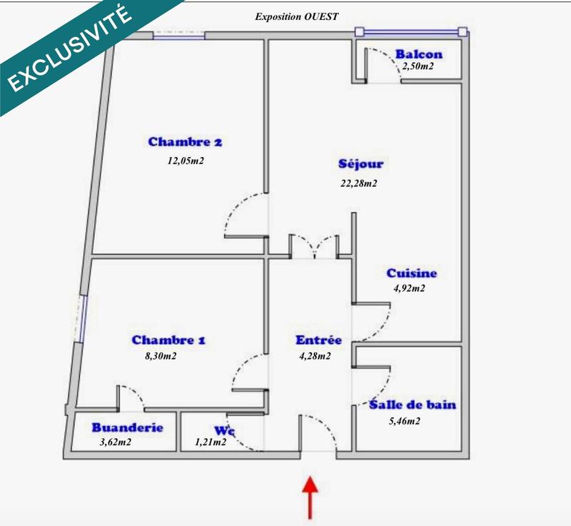 Appartement - 62 m² - 3 pièces