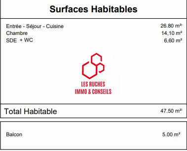 Appartement - 47 m² - 1 pièce