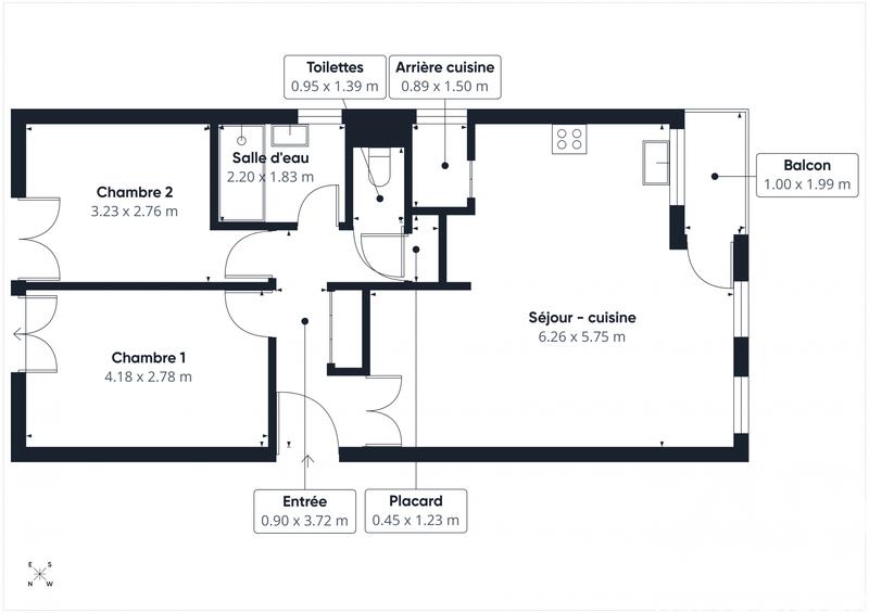 Appartement - 64 m² - 3 pièces
