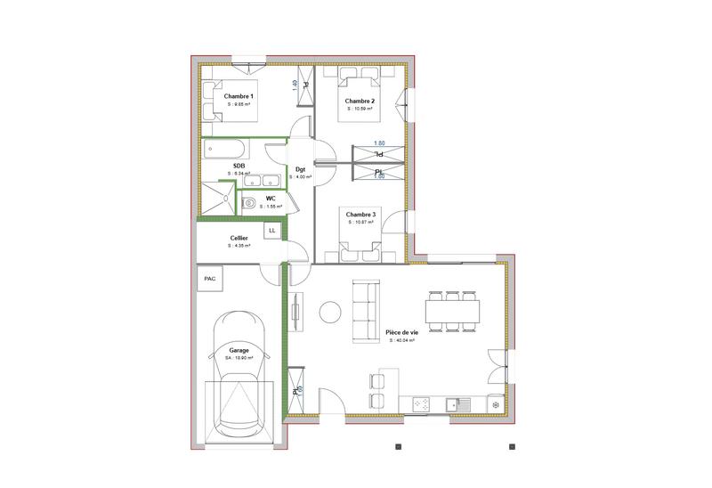 Maison - 88 m² - 4 pièces