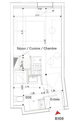 Appartement - 19 m² - 1 pièce