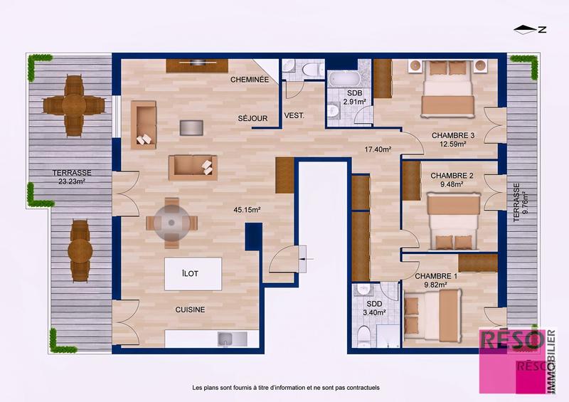 Appartement - 105 m² - 4 pièces