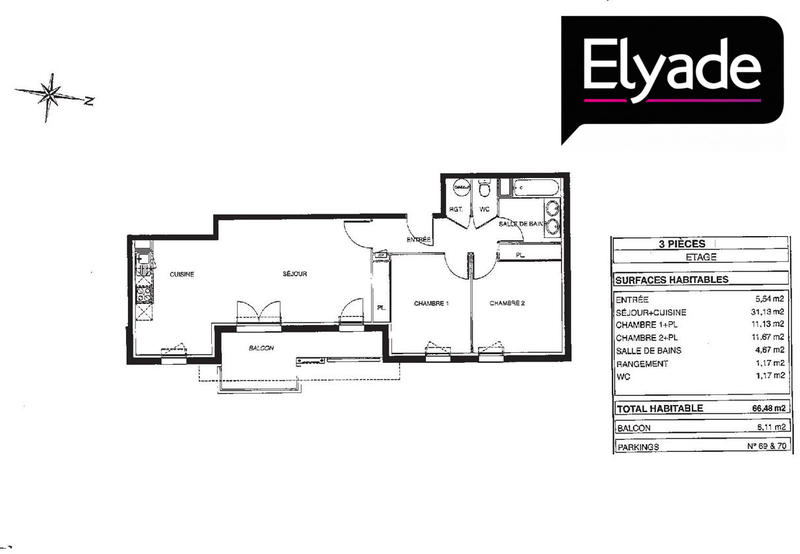 Appartement - 67 m² - 3 pièces