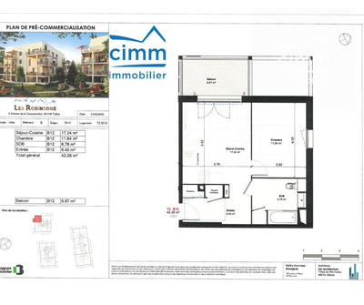 Appartement - 42 m² - 2 pièces