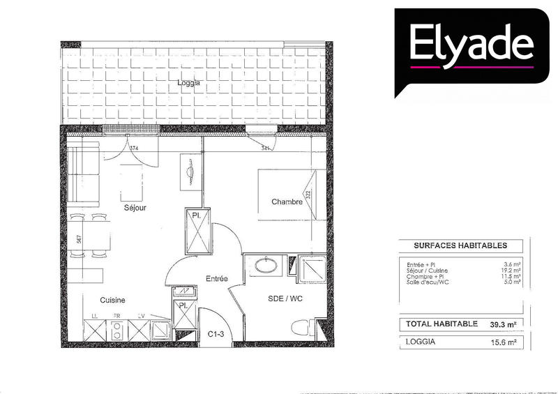 Appartement - 39 m² - 2 pièces