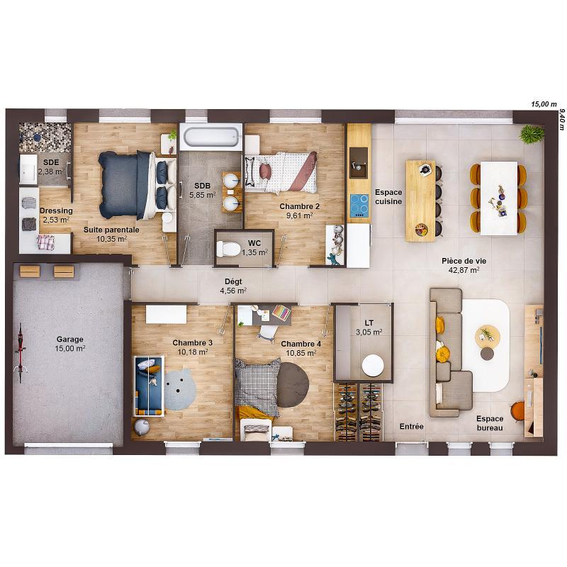 Maison - 105 m² - 6 pièces