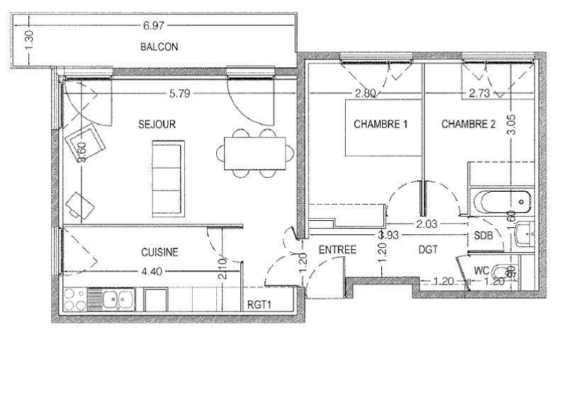 Appartement - 62 m² - 3 pièces