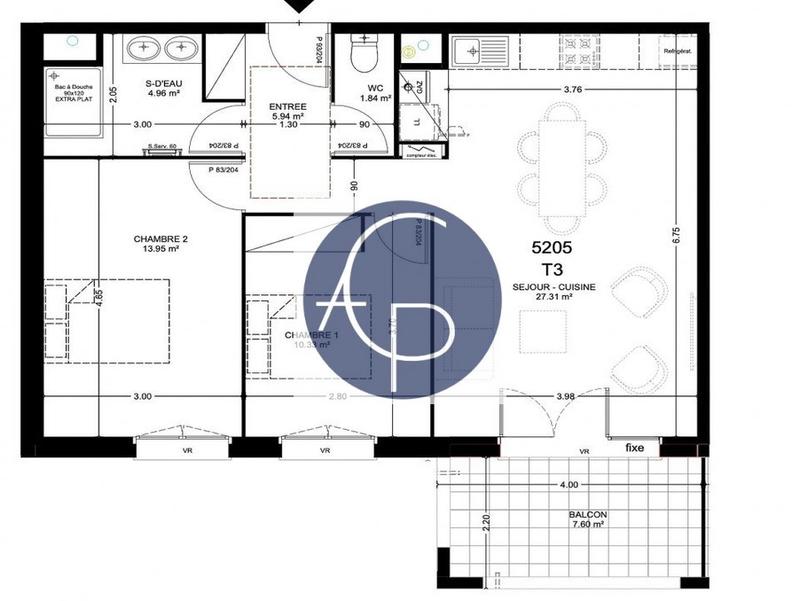 Appartement - 64 m² - 3 pièces