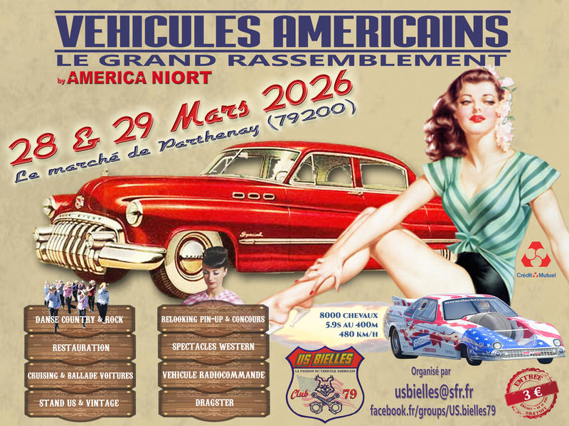 Grand rassemblement de véhicules américains