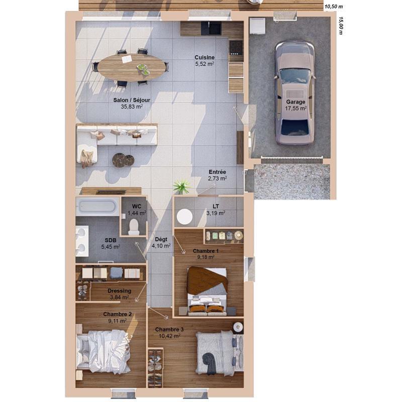 Maison - 91 m² - 5 pièces