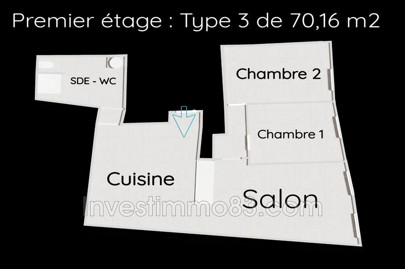 Appartement - 70 m² - 3 pièces