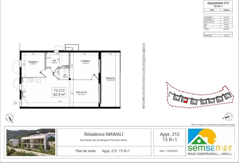 Appartement - 63 m² - 3 pièces