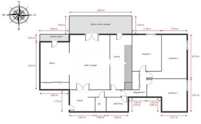 Appartement - 92 m² - 5 pièces