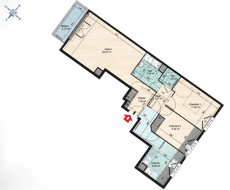 Appartement - 72 m² - 3 pièces