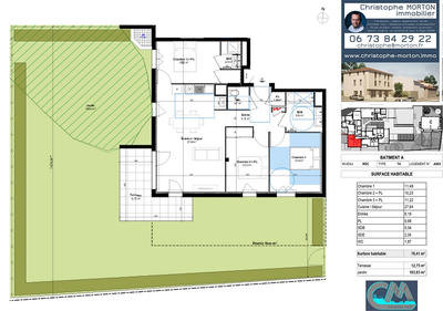 Appartement - 76 m² - 4 pièces