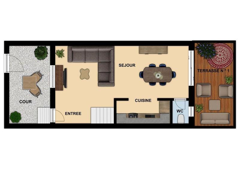 Maison de ville - 58 m² - 2 pièces