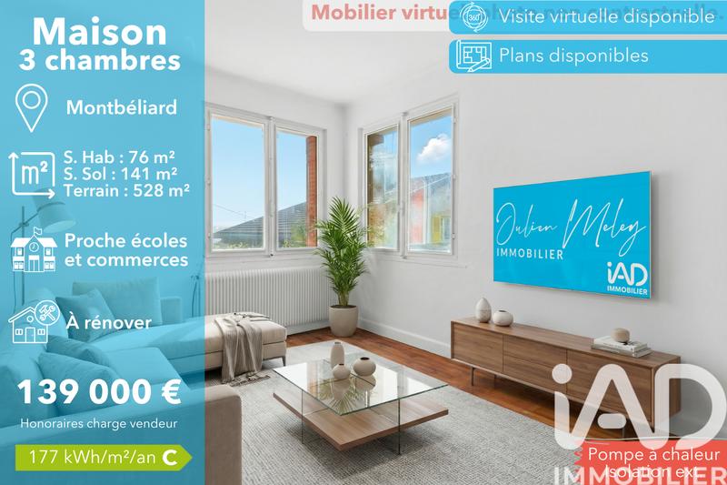 Maison - 76 m² - 4 pièces