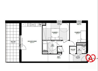 Appartement - 64 m² - 3 pièces