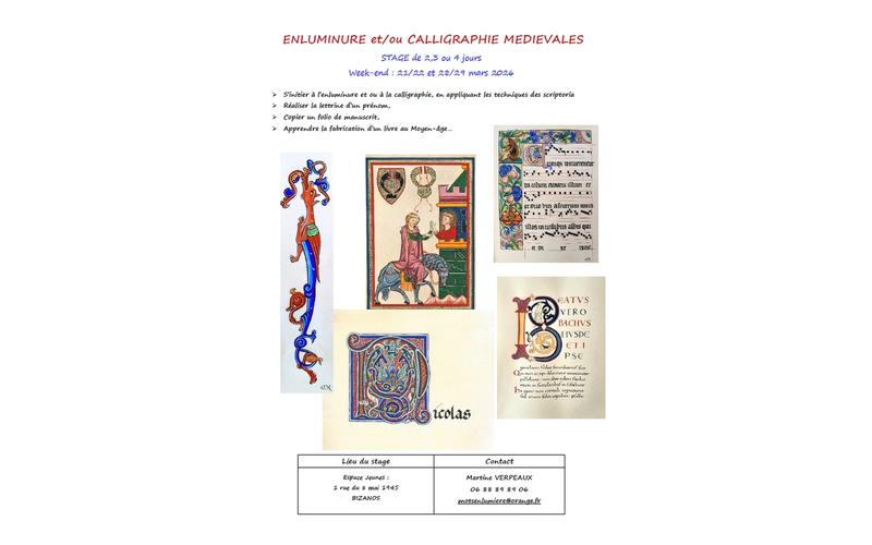 Stage d'enluminure et/ou de calligraphie médiévale