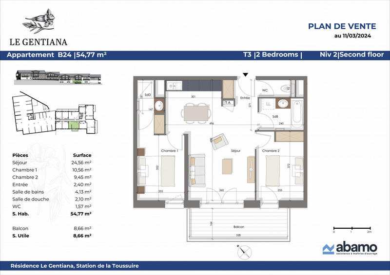 Appartement - 54 m² - 3 pièces