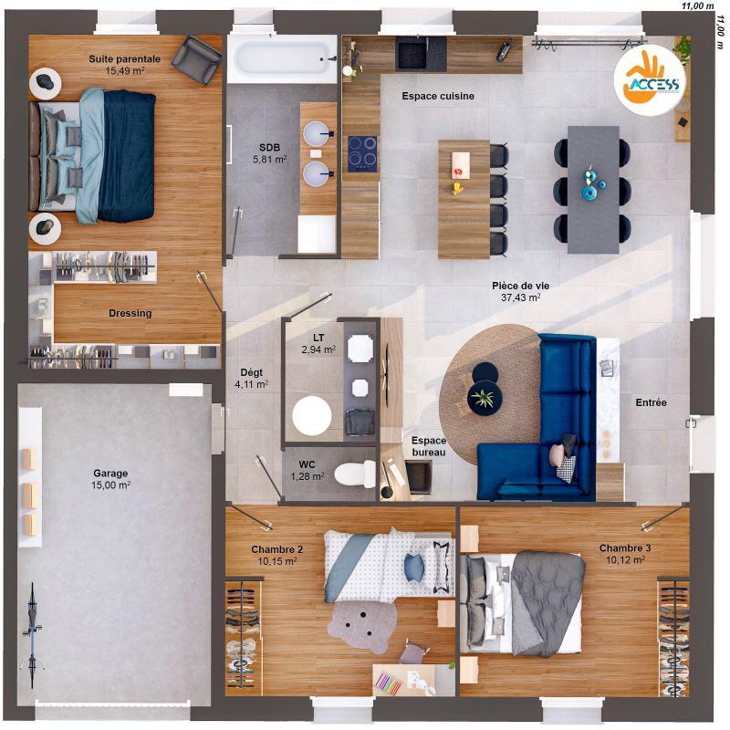 Maison - 87 m² - 5 pièces