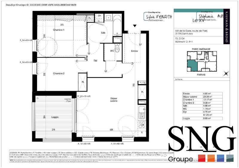 Appartement - 61 m² - 3 pièces