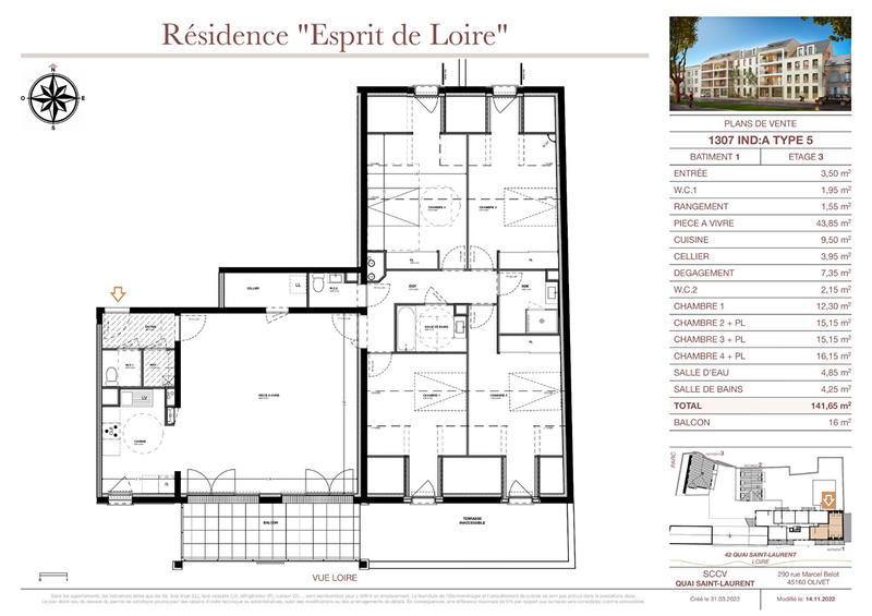 Appartement - 142 m² - 5 pièces