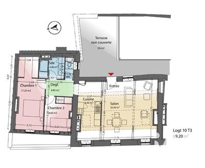 Appartement - 69 m² - 3 pièces