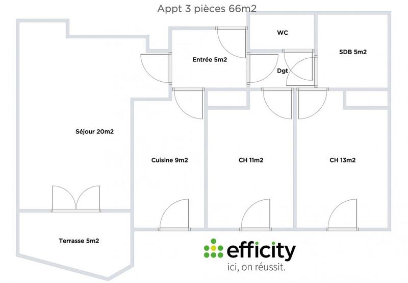 Appartement - 67 m² - 3 pièces