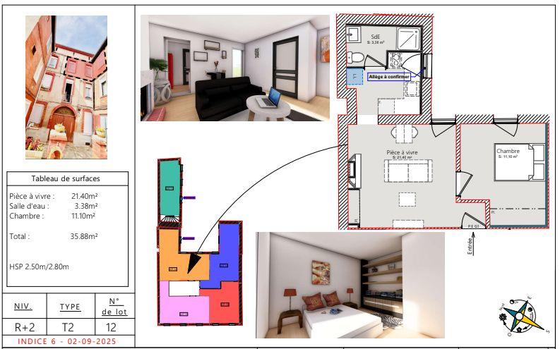 Appartement - 36 m² - 2 pièces