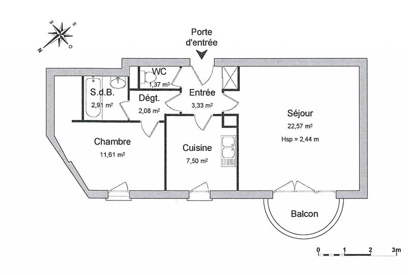 Appartement - 51 m² - 2 pièces