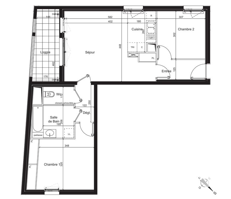 Appartement - 64 m² - 3 pièces