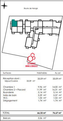 Appartement - 66 m² - 3 pièces