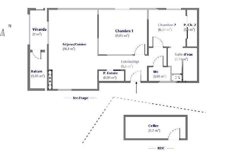Appartement - 43 m² - 3 pièces