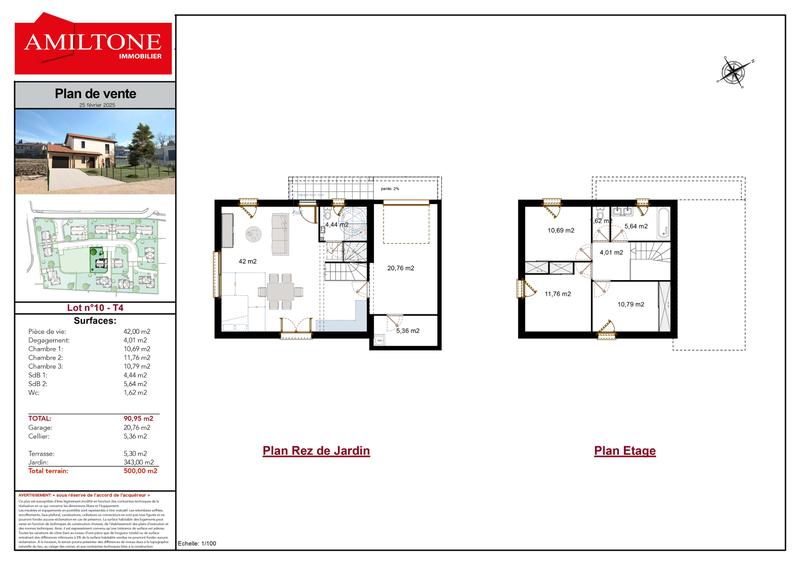 Maison - 91 m² - 4 pièces