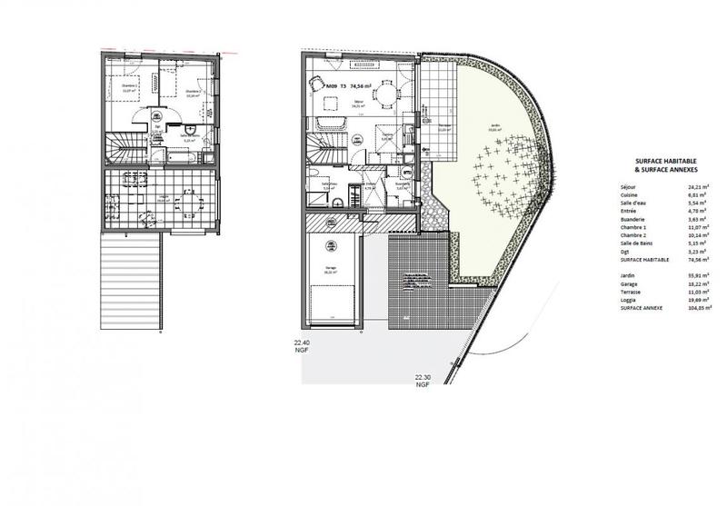 Maison - 74 m² - 3 pièces
