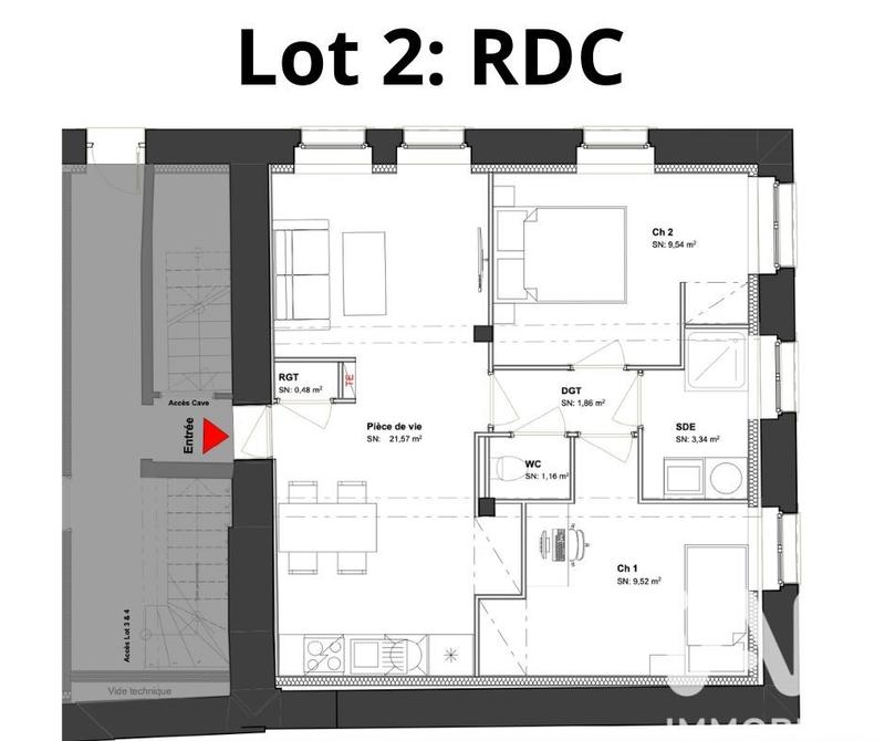 Appartement - 47 m² - 3 pièces