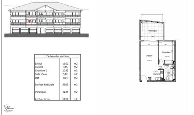 Appartement - 60 m² - 2 pièces